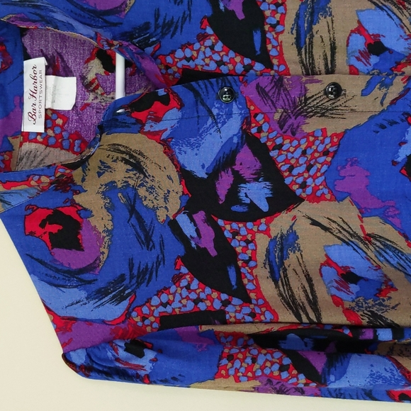 Vtg. Bar Harbor Sportswear Button Down Shirt 8 Blue Red Purple - Picture 5 of 16